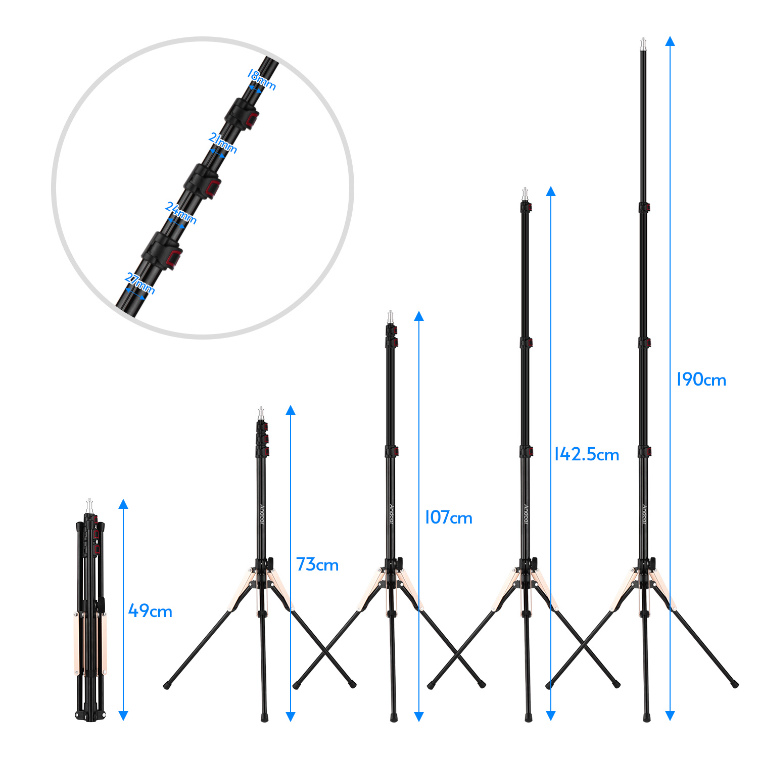 Andoer 190cm/74.8 Inch Portabl - Photography Lighting Design recension och pris